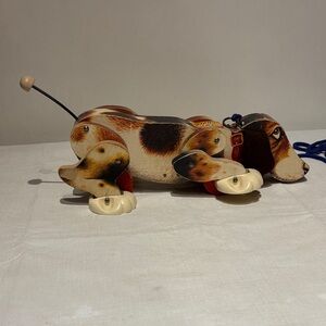 Vintage Fisher Price 1961 Snoopy Wooden Pull Toy